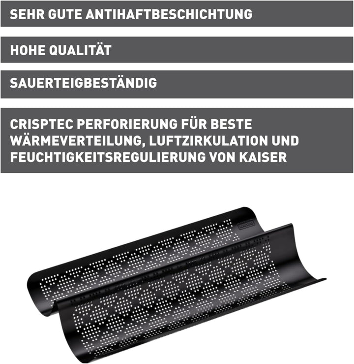Original Kaiser Inspiration Baguette Backblech perforiert 40,5 x 20cm, Baguette Backform für 2 Bague