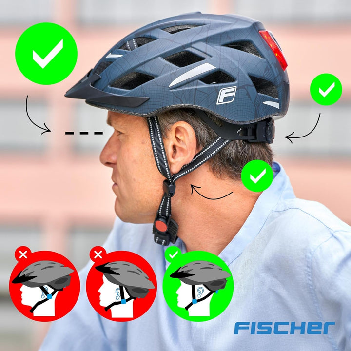FISCHER Fahrradhelm, Radhelm, Cityhelm Urban Plus, mit integriertem LED-Rücklicht für Damen und Herr