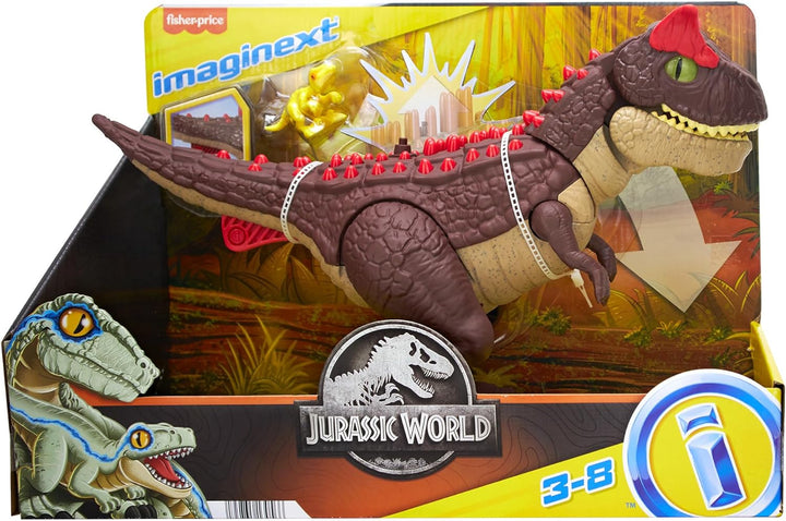 Imaginext Jurassic World Carnotaurus Dinosaurier-Spielzeug mit Hörner-Angriff, 28 cm grosse Figur mi
