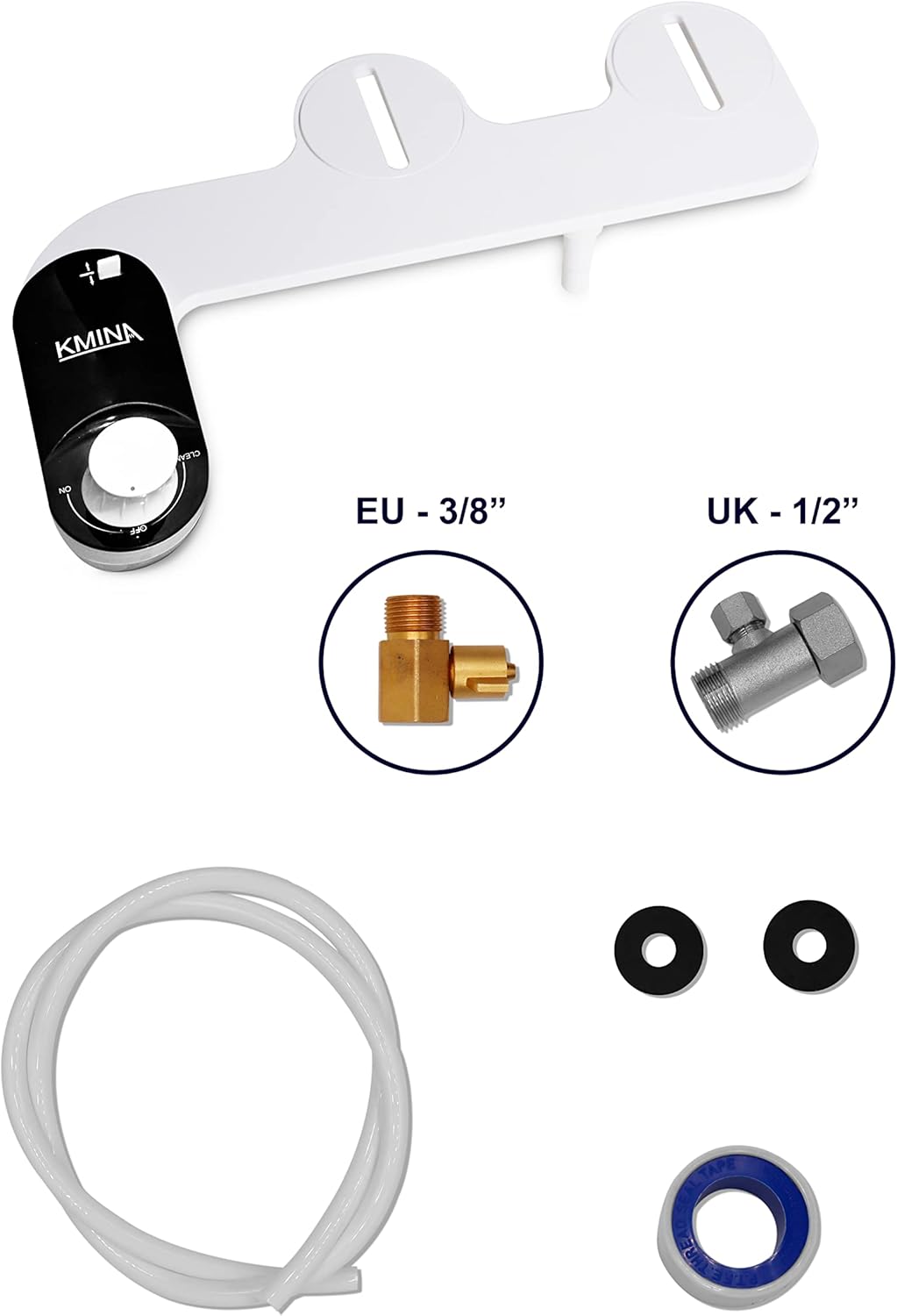 KMINA - Bidet Aufsatz für Toilette Kaltwasser, Schlauchlänge 80 cm, Toilettensitz, WC Dusche, Nicht
