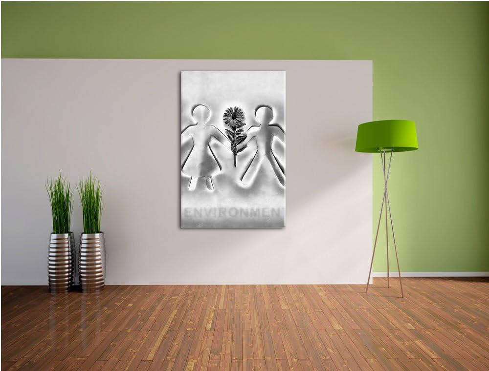 Pixxprint Pärchen mit Blume / 100x70cm Leinwandbild bespannt auf Holzrahmen/Wandbild Kunstdruck Deko