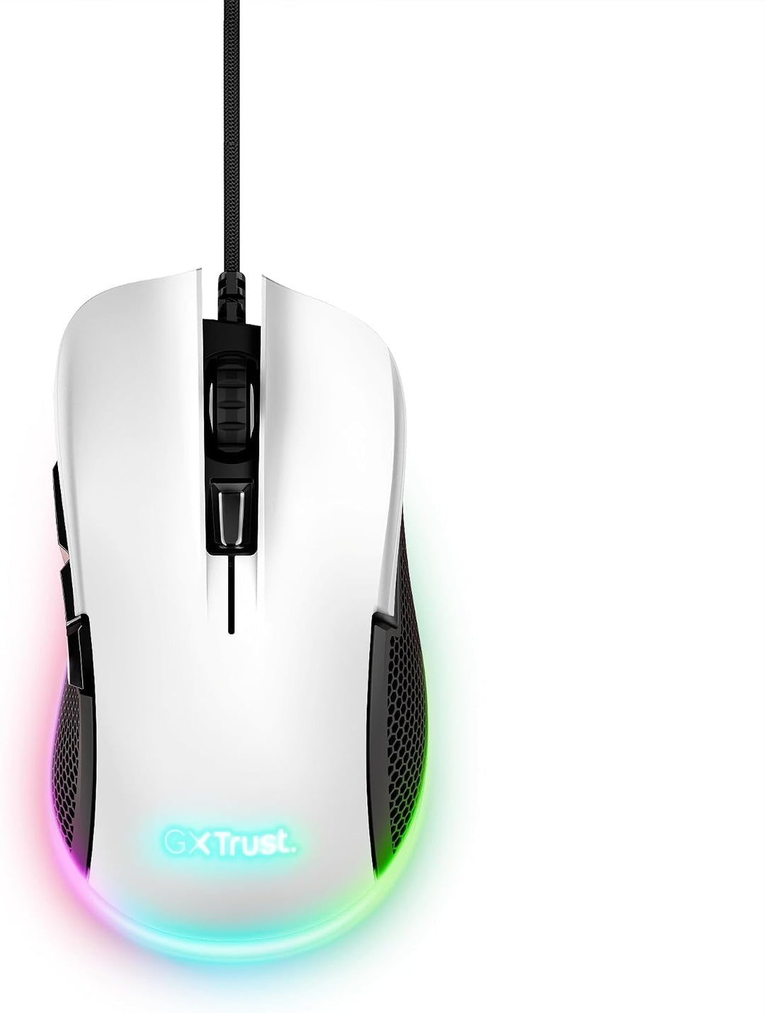 Trust Gaming GXT 922W Ybar Gaming Maus mit RGB LED-Beleuchtung, 200-7200 DPI, USB Kabel 2,1 m, Erwei