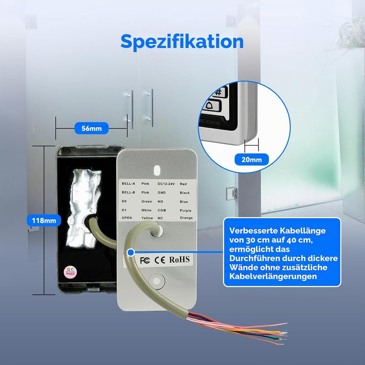 Retekess T-AC03 Codeschloss Türöffner, Codeschloss Garagentor, Wasserdichte RFID IP68, Zutrittskontr