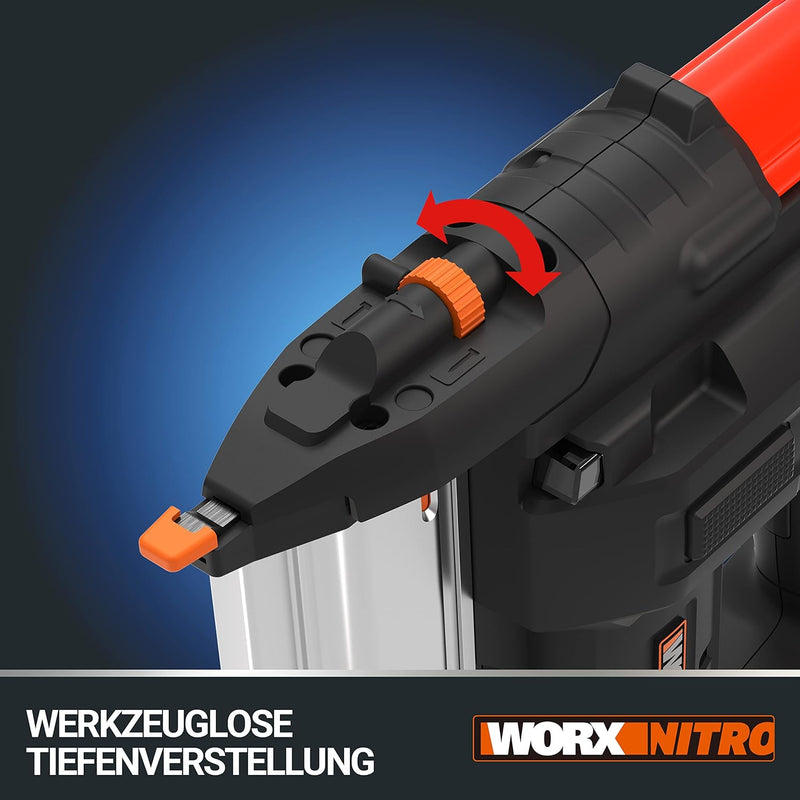 WORX WX840.9 NITRO NailForce Akku Nagler und Tacker 20V - 2-IN-1 Funktionen als Bolzensetzgerät & Sc