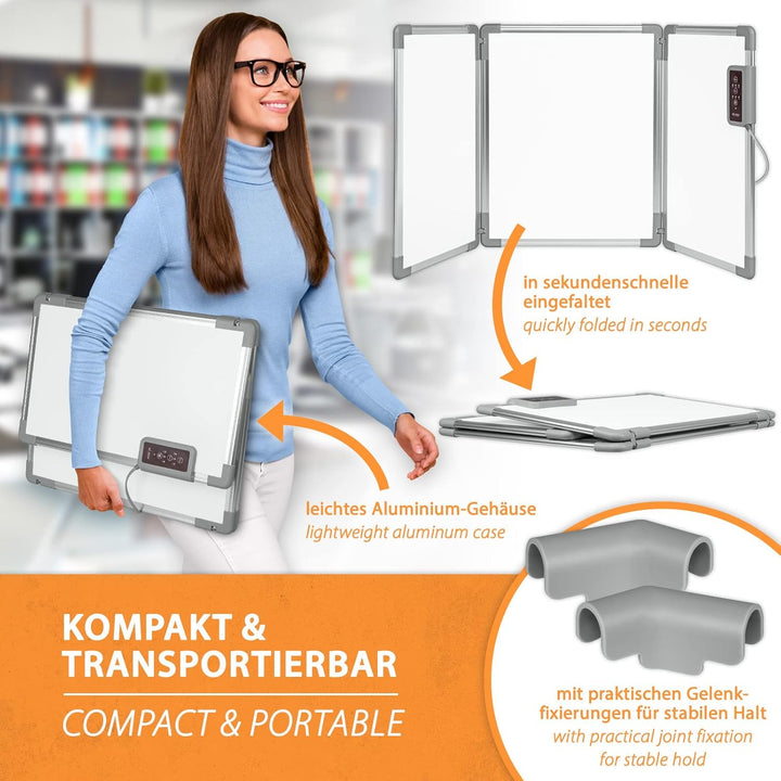 Mi-Heat Faltbares Aluminium Heizpaneel 53x108cm Infrarot Schreibtischheizung 350W bis 80°C Heizwand