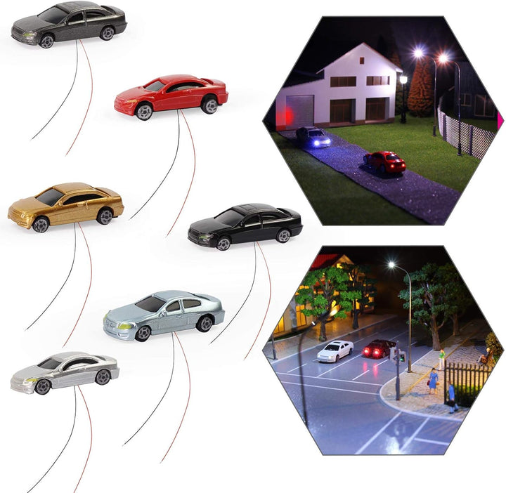 Evemodel 12Stk. 1: 150 N Spur Model beleuchtete Autos mit 12V LED Leuchten für Gebäude Layout Neu EC
