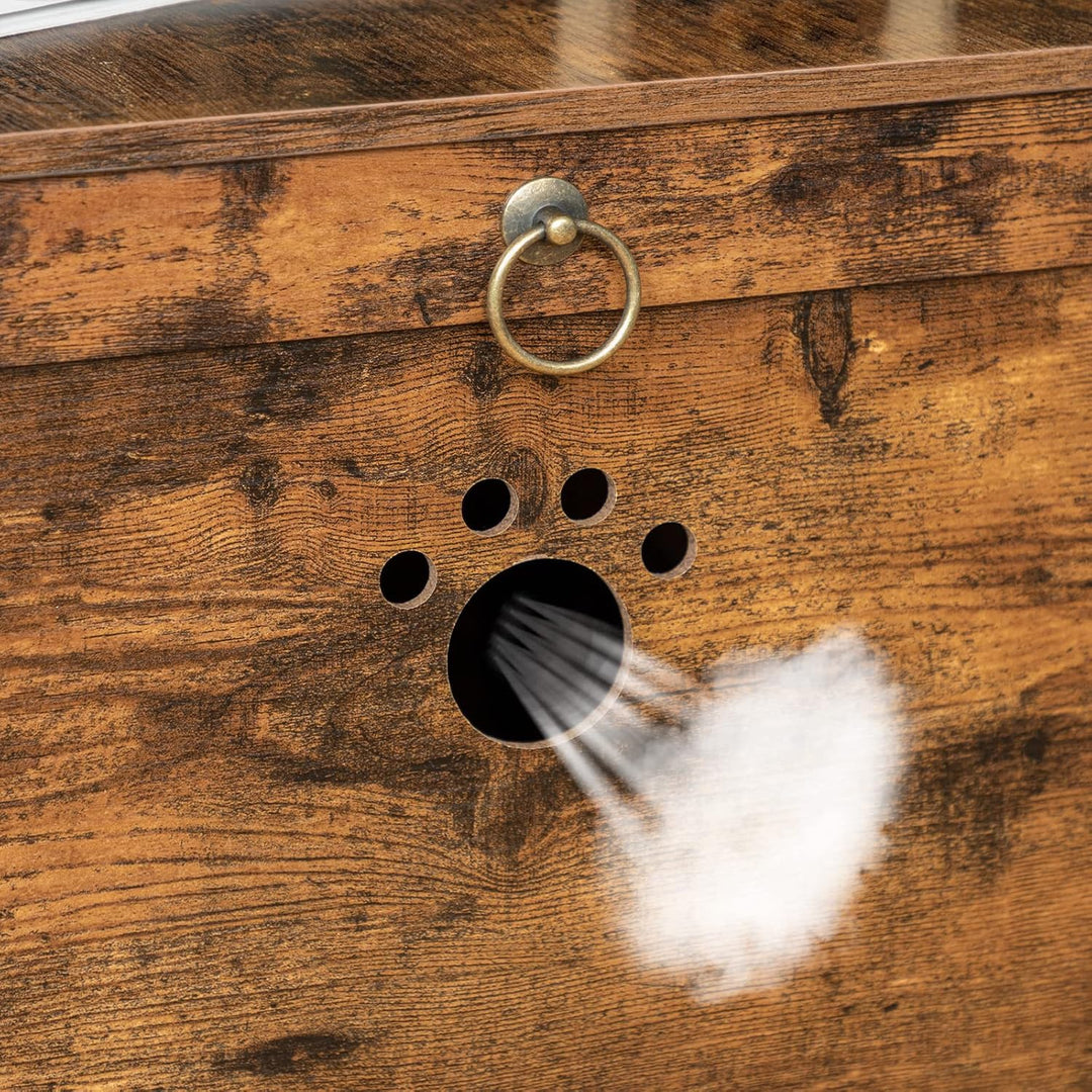 HOOBRO Katzenklo Schrank, Katzenklo aus Holz im Jalousien-Stil drinnen, Haustierbox mit 4 Eisenfüsse
