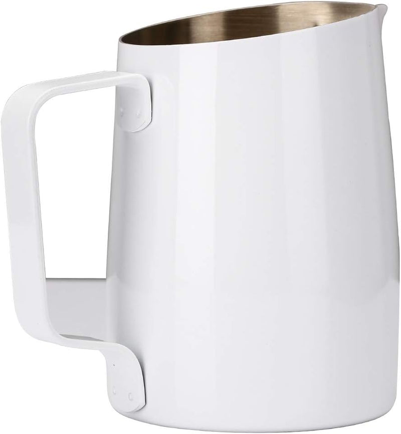Dianoo Espresso-Milchaufschäumer, Milchkännchen, Edelstahl, für Kaffee-Latte-Kunst, 420 ml weiss, We
