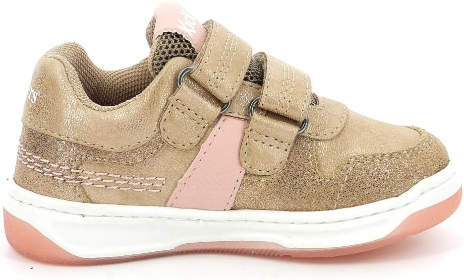 Kickers Unisex Kinder Kalido Sneaker 34 EU Beige Rosa Glitzer, 34 EU Beige Rosa Glitzer
