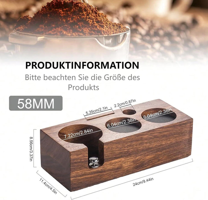 Beler Tamperstation Holz 58mm, Tamper Station aus Walnussholz für Siebträger 58 mm, Barista Espresso