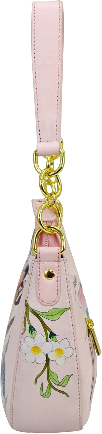 Anuschka Women's Hobobag aus Echtleder, handbemalt, kleine Grösse Butterfly Melody, Butterfly Melody