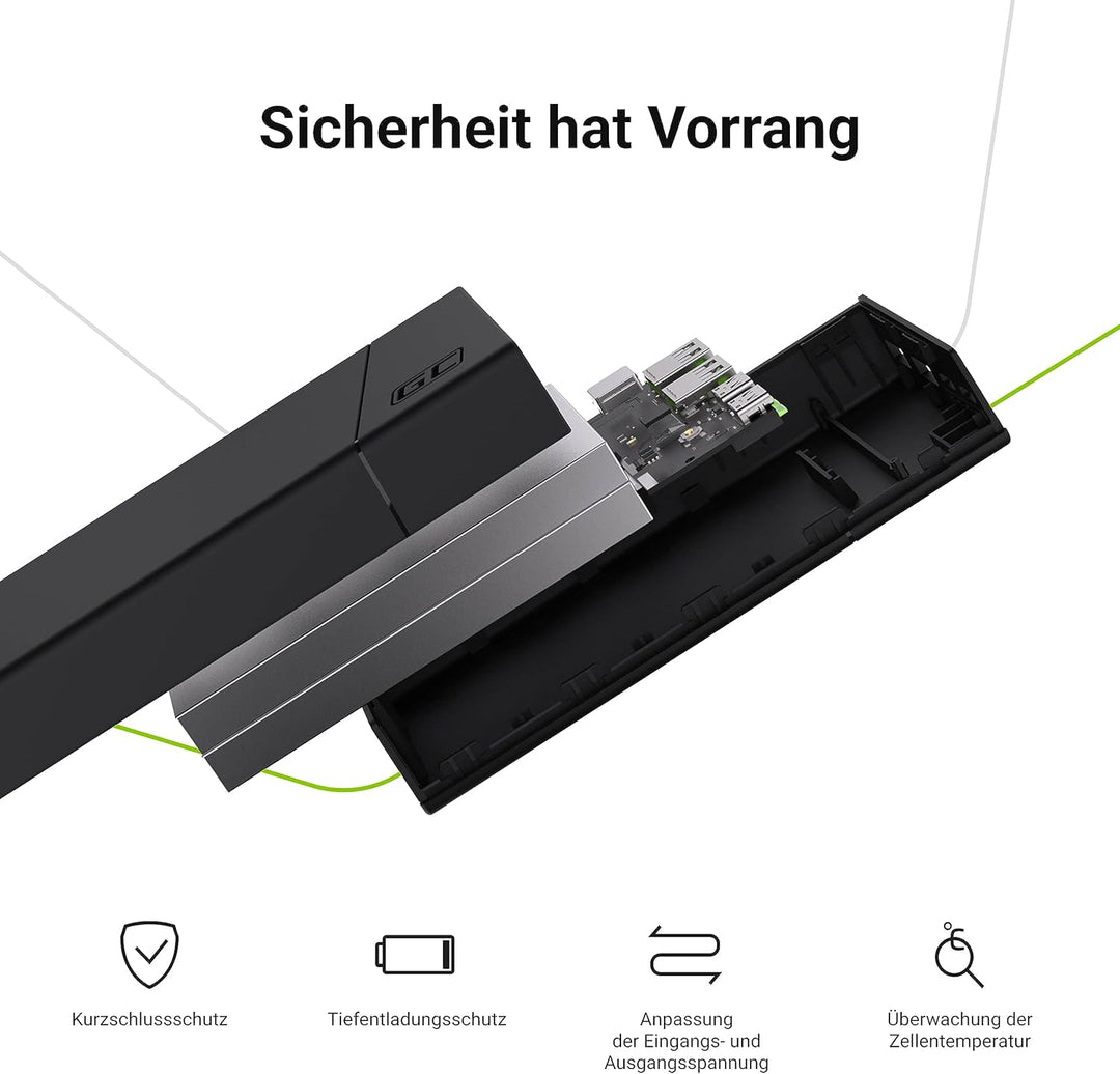 Green Cell Powerbank 20000mAh 18W PD USB C Externer Handyakkus GC PowerPlay20 Tragbares Ladegerät Po