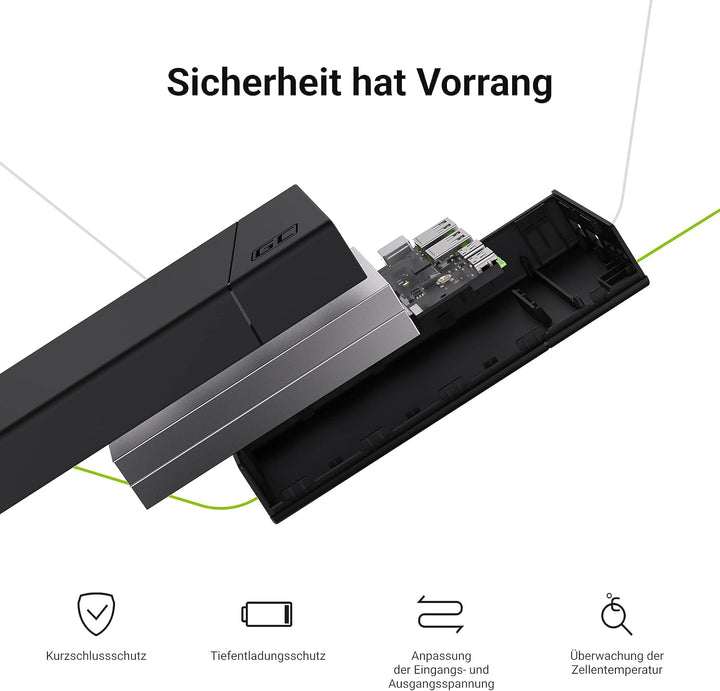 Green Cell Powerbank 20000mAh 18W PD USB C Externer Handyakkus GC PowerPlay20 Tragbares Ladegerät Po