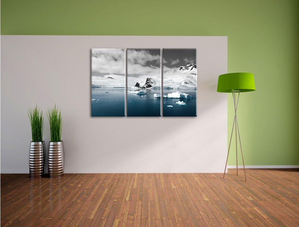 Pixxprint Winterlandschaft in der Antarktis als Leinwandbild/Grösse: 3 Teilig (120x80) cm/Wandbild/K