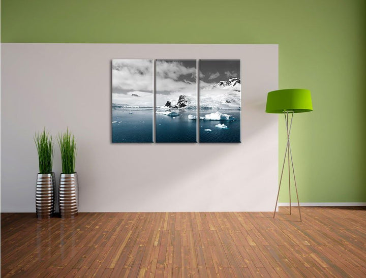 Pixxprint Winterlandschaft in der Antarktis als Leinwandbild/Grösse: 3 Teilig (120x80) cm/Wandbild/K