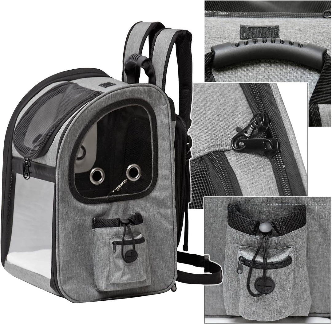 Fudajo Ausziehbarer Haustier Rucksack 27x35,5x41,5 cm bis 6kg, Hunderucksack, Katzenrucksack mit Net