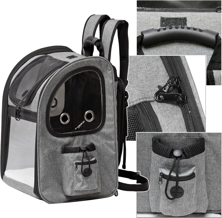 Fudajo Ausziehbarer Haustier Rucksack 27x35,5x41,5 cm bis 6kg, Hunderucksack, Katzenrucksack mit Net