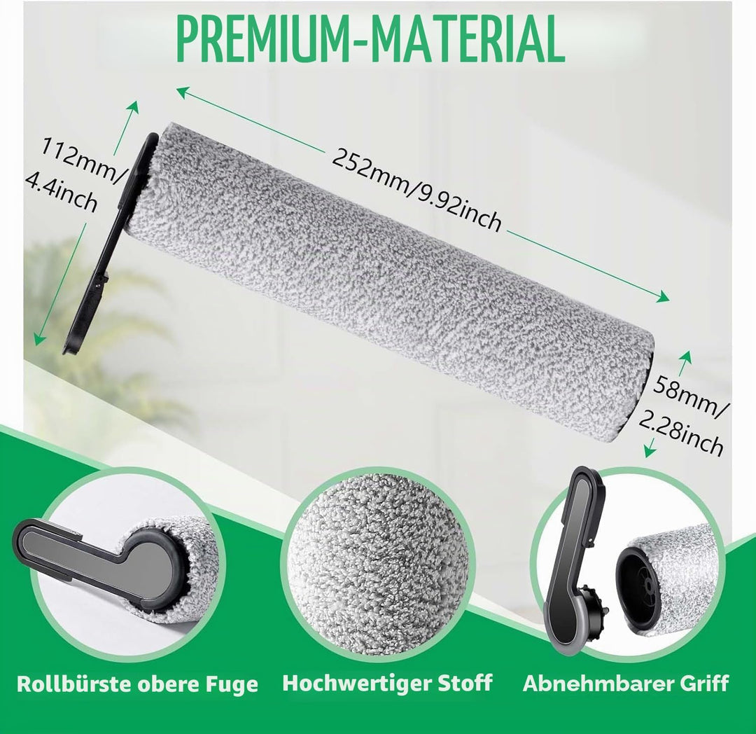 2 Stück Ersatz Bürstenwalze + 1 Reinigungsbürste für Tineco Floor One Stretch S6 / Switch S6 S7 Stre