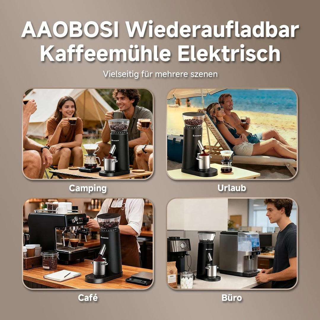 AAOBOSI Kaffeemühle Elektrisch, Kaffeemühle Siebträger mit 60 Mahlgrad Einstellbar, Kaffeemühle Kege