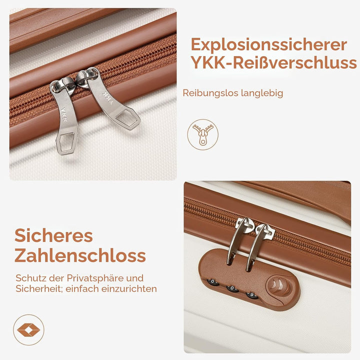 KONO Koffer Klein 16 Zoll Leicht ABS+PC Hartschalenkoffer mit Zahlenschloss Reisekoffer mit 4 Rollen