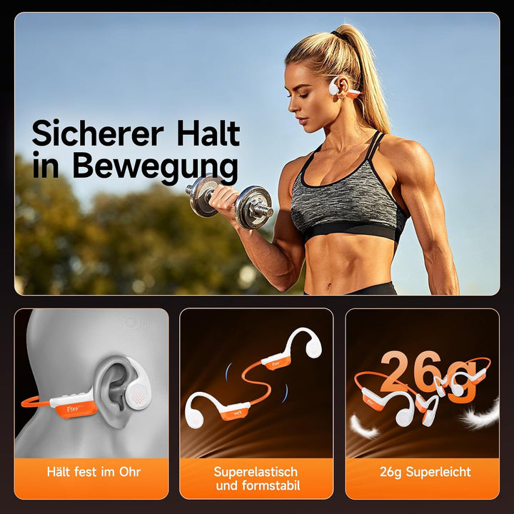 esonstyle Knochenschall Kopfhörer Bluetooth 6.0, IPX7 wasserdichte | Bone Conduction Headphones mit