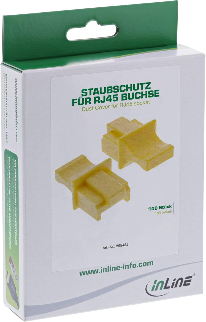 InLine 59942J 100er Pack Staubschutz, für RJ45 Buchse, gelb Single, Single