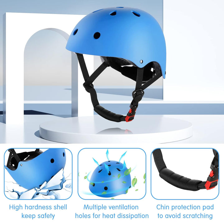 WayEee Knieschoner Kinder mit Helm, Schonerset Kinder 3-10 Jahre, Knieschützer Inliner Kinder Schutz