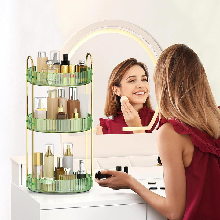 MOKANI Make Up Kosmetik Organizer, 360° Dreh Schmink Organizer, 3 Ebenen, Multifunctional Makeup Ski
