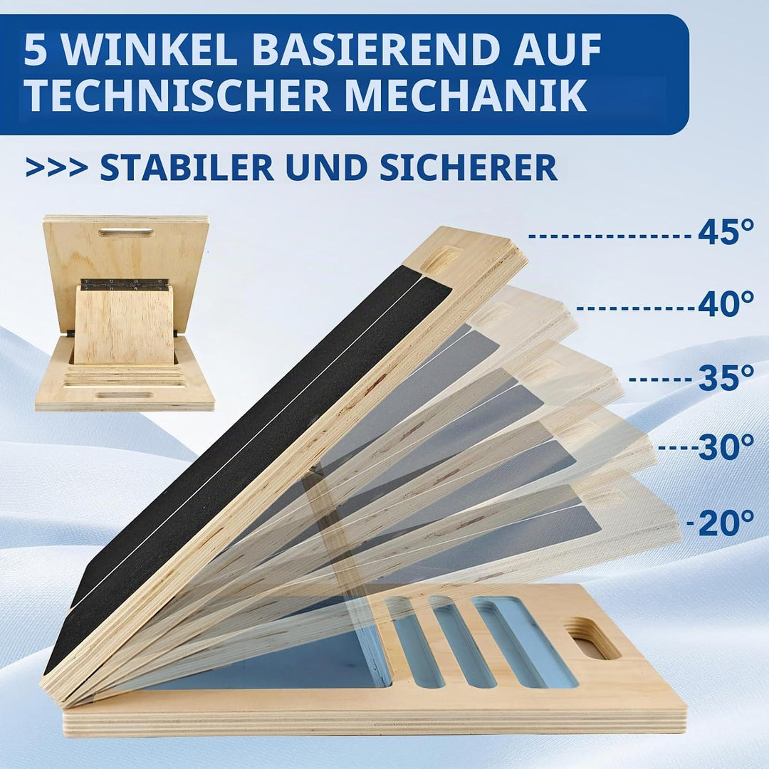 Professionelles Schrägbrett aus Holz, Tragbares Wadendehner Verstellbarer Mobility Board mit Tragegr