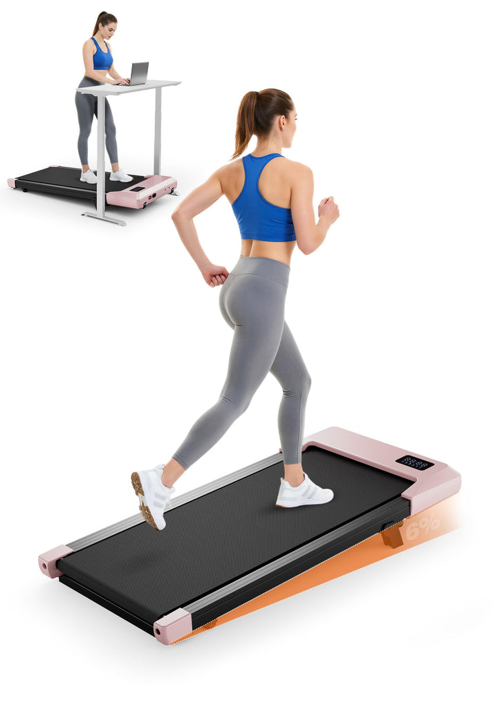 Superun Walking Pad mit Steigung max 159 KG/136 KG, 2.5HP Laufband für Zuhause mit LED, Leise Laufba