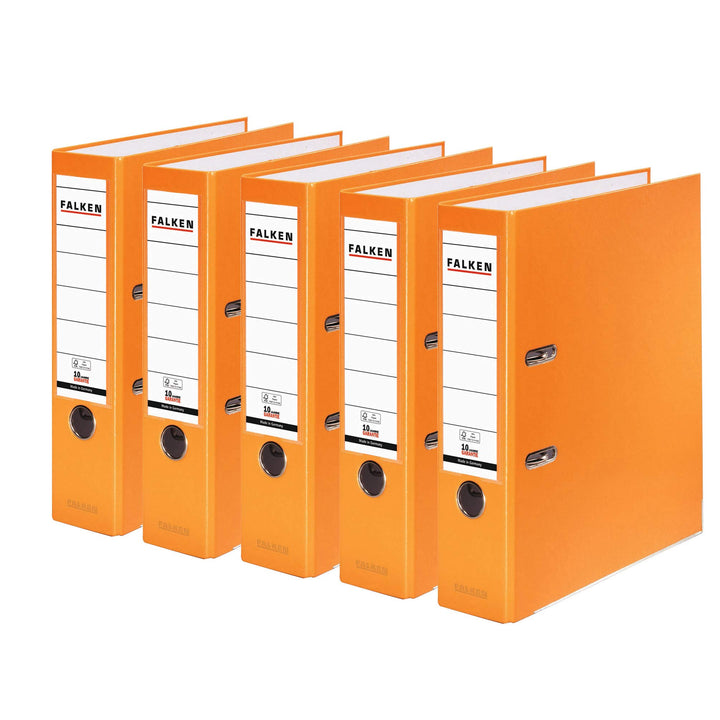 Original Falken 5er Pack PP-Color Kunststoff-Ordner. Made in Germany. 8 cm breit DIN A4 orange Vegan