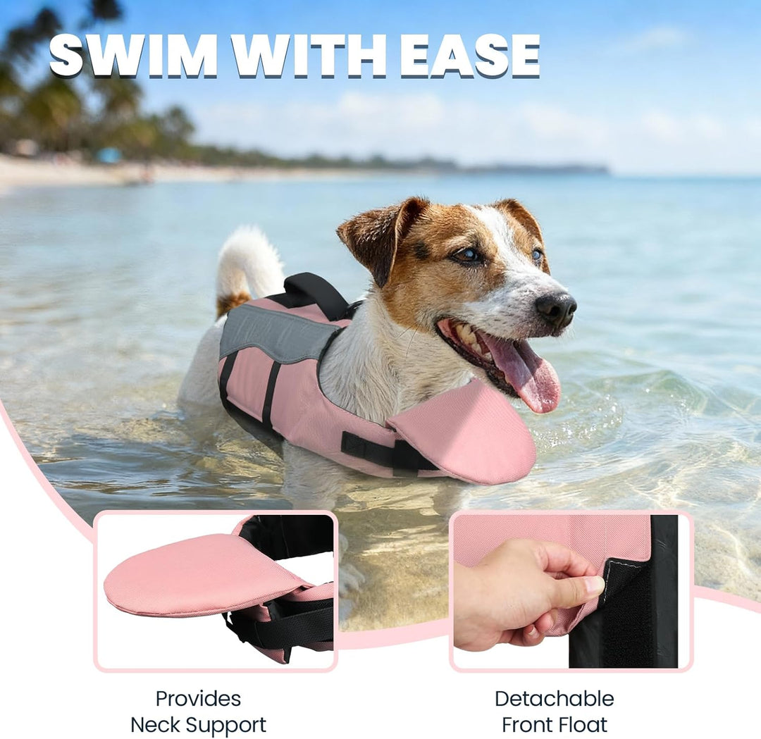 VIVAGLORY Front Float Schwimmweste Hund, Hundeschwimmweste für Bootfahren, Schwimmweste with Kopfstü