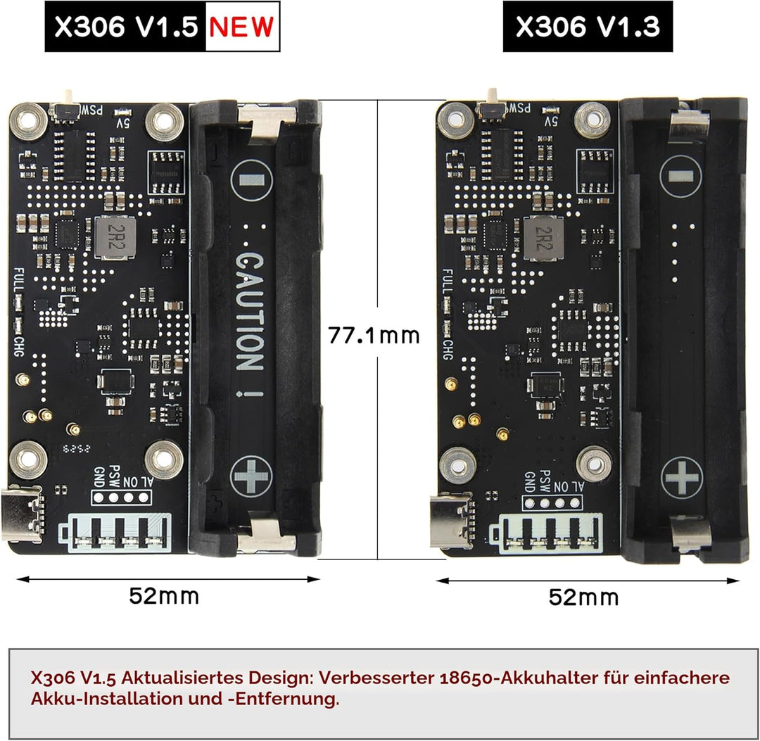 Geekworm X306 V1.3 Ultra-Thin UPS Shield for Raspberry Pi Zero 2 W