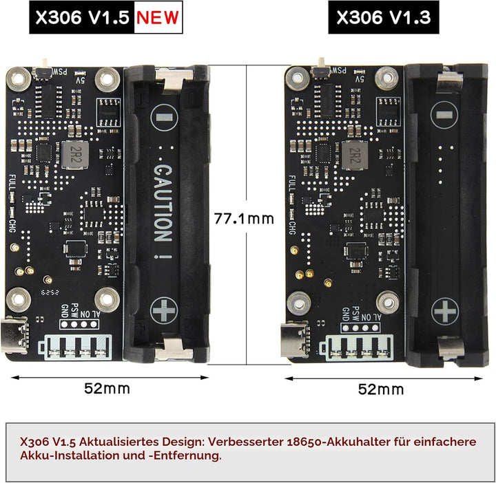Geekworm X306 V1.3 Ultra-Thin UPS Shield for Raspberry Pi Zero 2 W