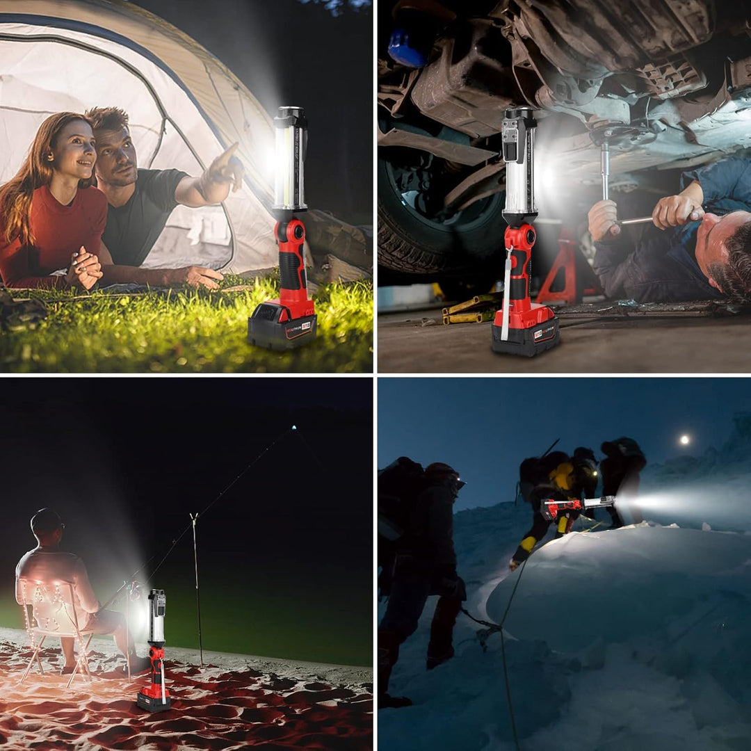 25W 2000LM LED Lampe für Milwaukee M18 Akku, 18V Akku Lampe für Camping, Autoreparatur, Not- und Bau