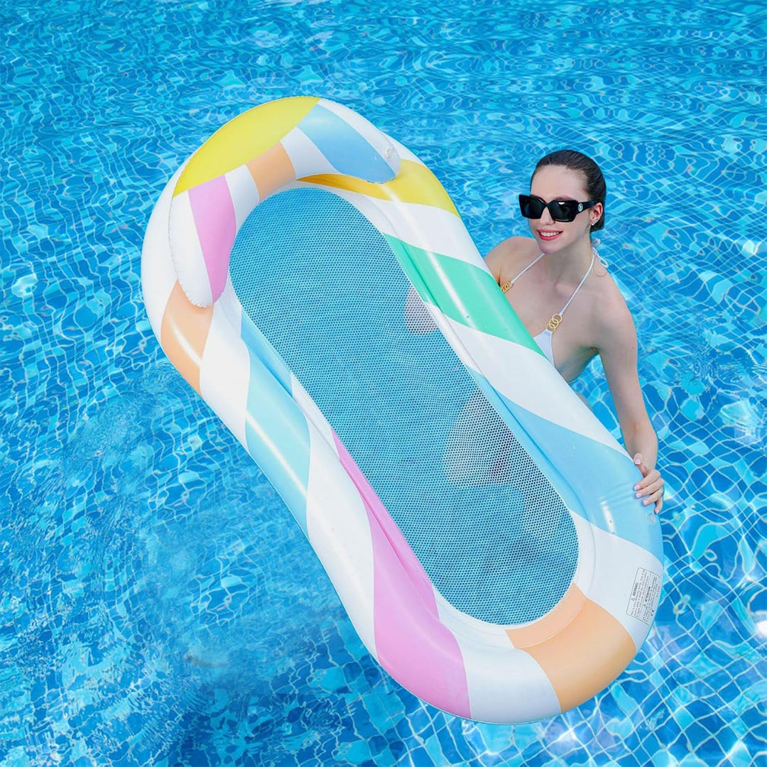 Aufblasbare Wasser Hängematte Luftmatratze Liege mit Netz, Pool Hängematte mit Mesh, Wasser Bett sch