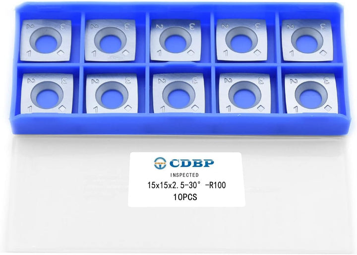 CDBP HM Vorschneid-Wendeplatten 15x15x2,5mm mit R100 Radius Schneidekante für Schaftfräser-Fräswerkz
