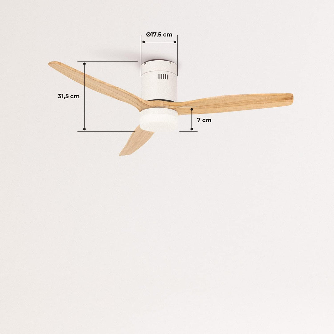 CREATE / WINDCALM M/Deckenventilator ABS mit Beleuchtung Weiss Hellesholzflügel-Optik mit Fernbedien