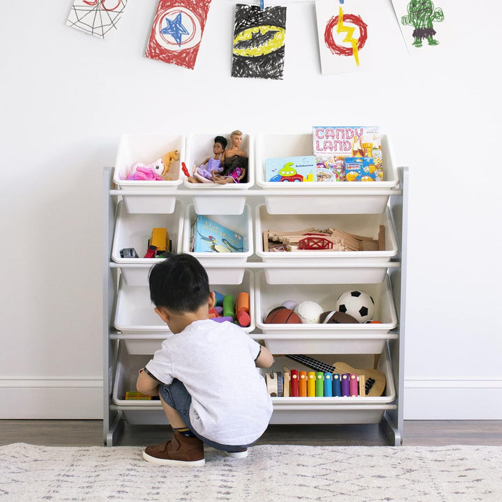 Humble Crew schickes Kinderregal in Grau/Weiss! 12 Boxen für Spielzeug, ideal für Kinderzimmer. Jetz