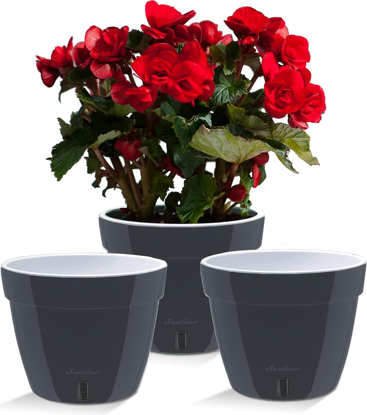 Santino ASTI 3er Set 27CM Selbstwässernder Blumentopf mit Wasserstandsanzeiger für Anlagen, Blumen,