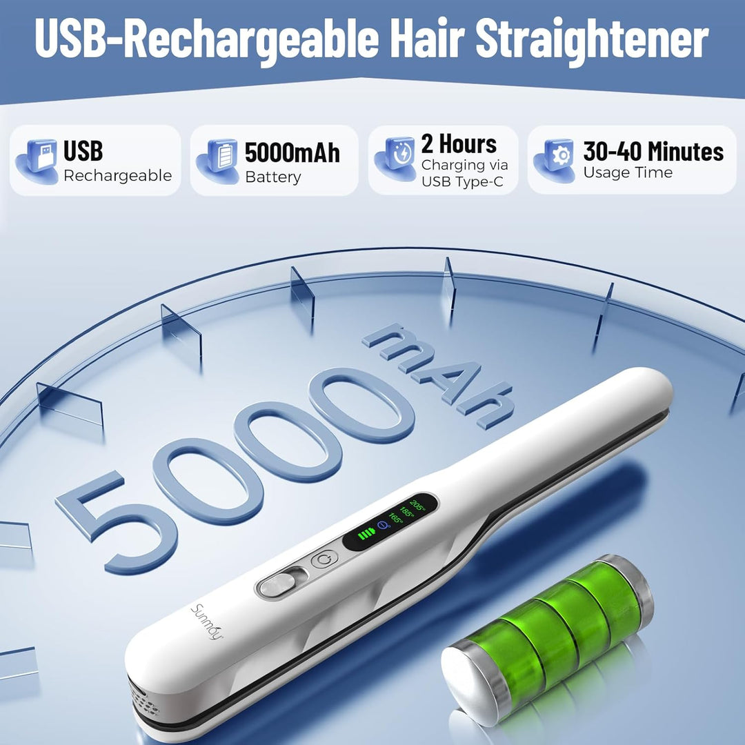 SUNMAY Voga Plus Glätteisen Kabellos mit Negativen Ionen, Titan Haarglätter und Lockenstab 2 in 1, T