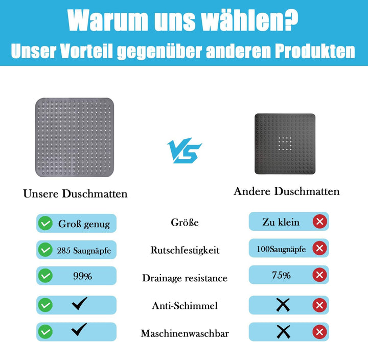 Lurowo Duschmatte rutschfest 80 * 80cm Duscheinlage, Antirutschmatte mit Saugnäpfe für Dusche oder B