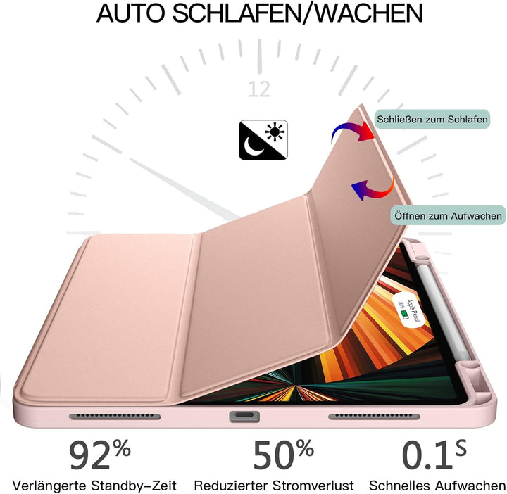 Vobafe Hülle Kompatibel mit iPad Pro 12.9 Hülle 6./5./4./3.Generation, TPU Flexible Rückseite mit St