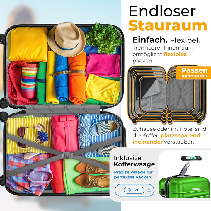 KESSER® 3tlg. Hartschalenkofferset Hard Shell Basic Hartschalenkoffer Trolley Koffer Reisekoffer Rei