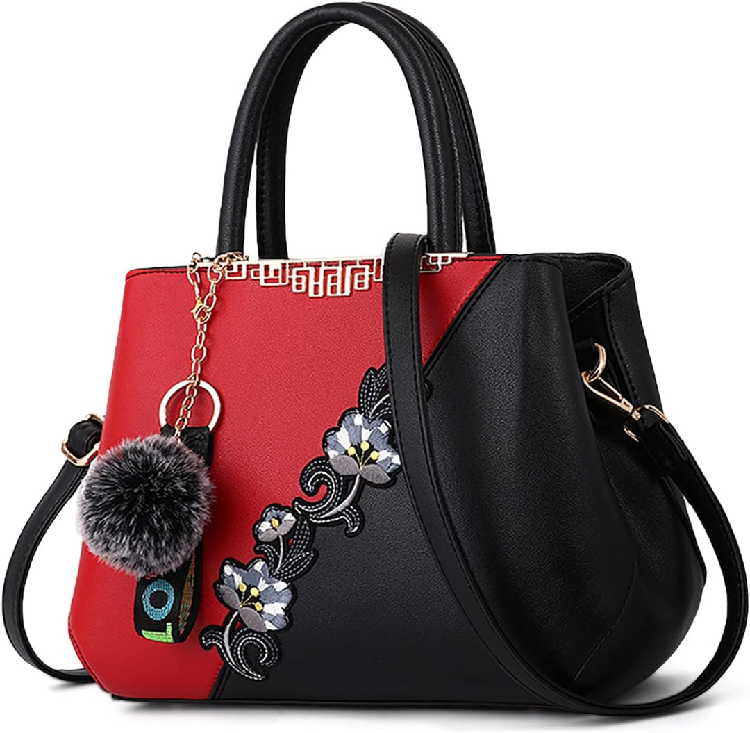 DIRRONA Damen Handtasche Mode Blumenmuster Schulterbeutel Grosse Kapazität Umhängetasche Casual Reis