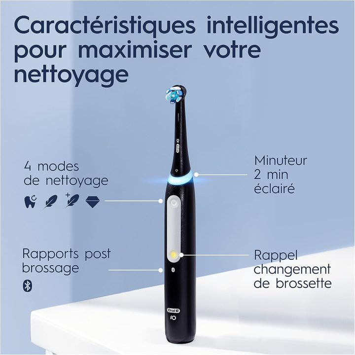 Oral-B iO 4 elektrische Zahnbürsten (2er-Pack) mit wiederaufladbarem Griff, 2 Aufsätzen und Reiseetu