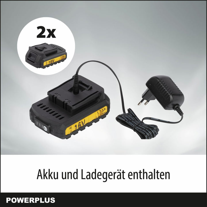 Powerplus Akkuschrauber & Bohrer POWX00425 - Akku Schraubendreher & Bohrer 16V, inkl. 2 x 1,3Ah Akku