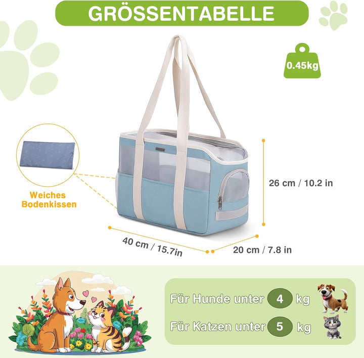 ALLSOPETS Hundetragetasche Haustier Tragetasche für Hunde und Katzen Atmungsaktiv Hundetasche mit He