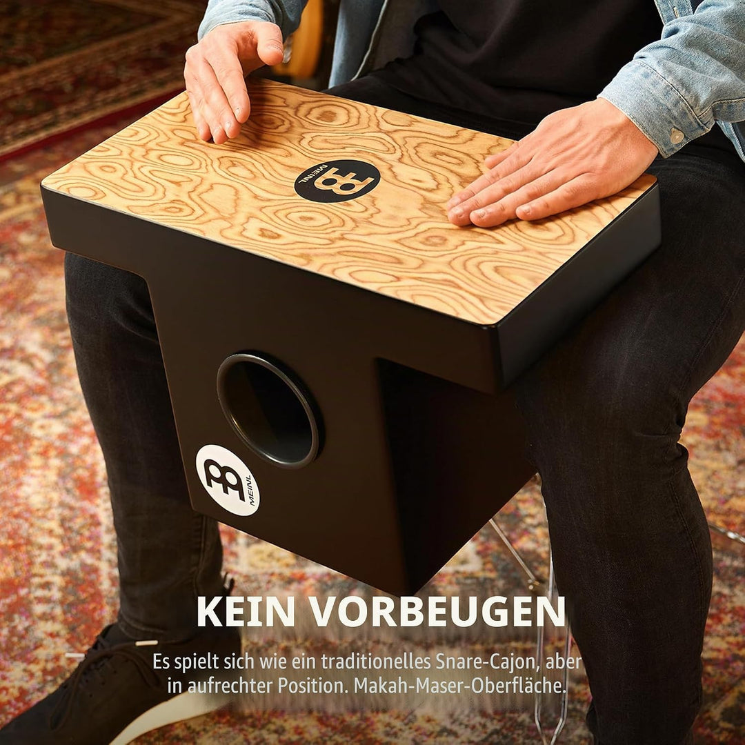 Meinl Percussion Slaptop Cajon Instrument - rückenschonende Trommelkiste mit Snare - Makah-Burl Schl
