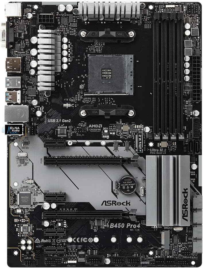 MB ASRock B450 Pro4 AM4 ATX D-Sub/HDMI/DP DDR4 Retail Single, Single